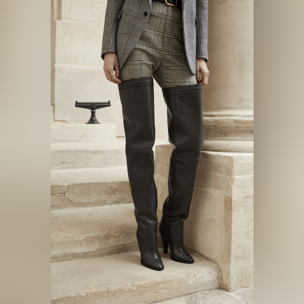Saint Laurent Black Over-the-Knee Leather Boots